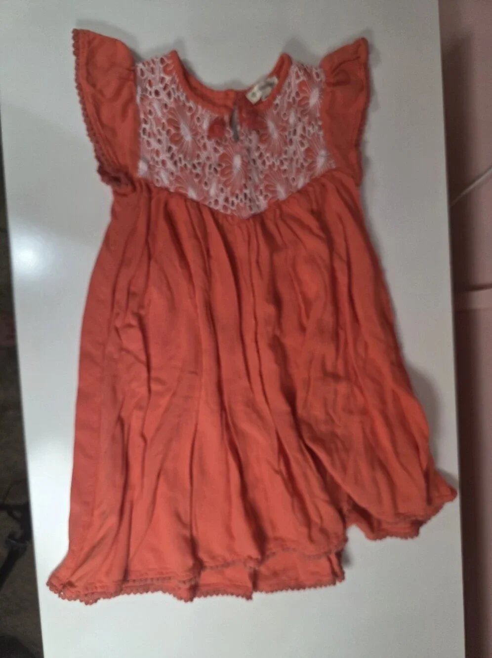 Tucker + Tate Orange Boho Embroidered Girls Dress with Lace Yoke - 4
